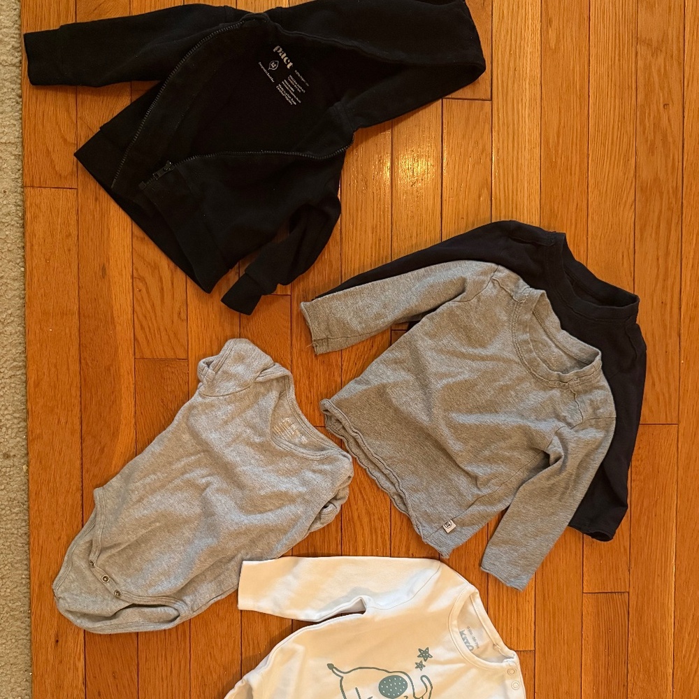 Lot of 5 Organic Baby Tops